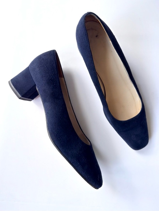 Christian Louboutin Shoes - Christian Louboutin Vintage Classic Navy Suede Low Block Heel Pumps 37
